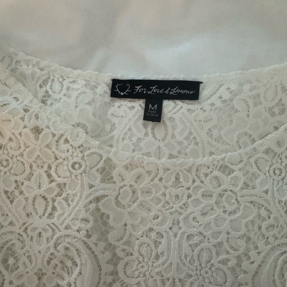 For Love & Lemons Cream Floral Lace Long-Sleeve Top - Picture 3 of 3